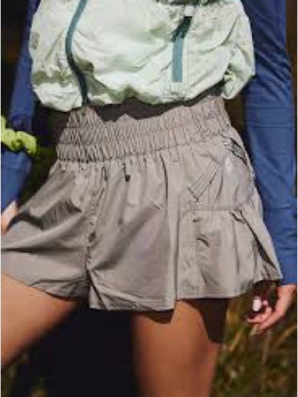FP Movement Free People Get Your Flirt On Shorts  Taupe Large Athletic Pocketed